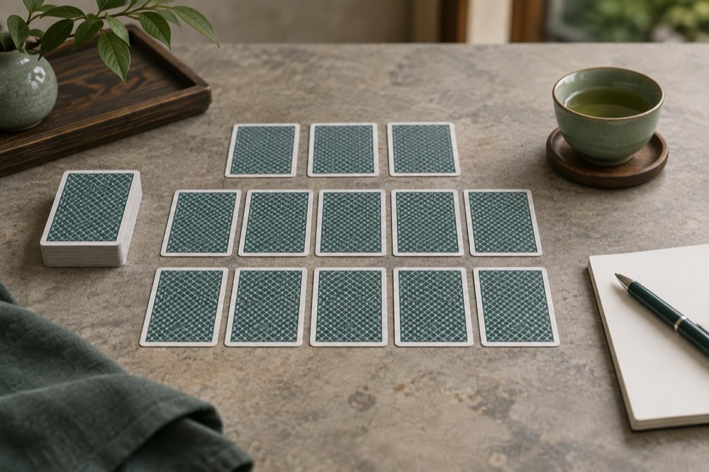 Players, cards and the three rows Players, cards and the three rows