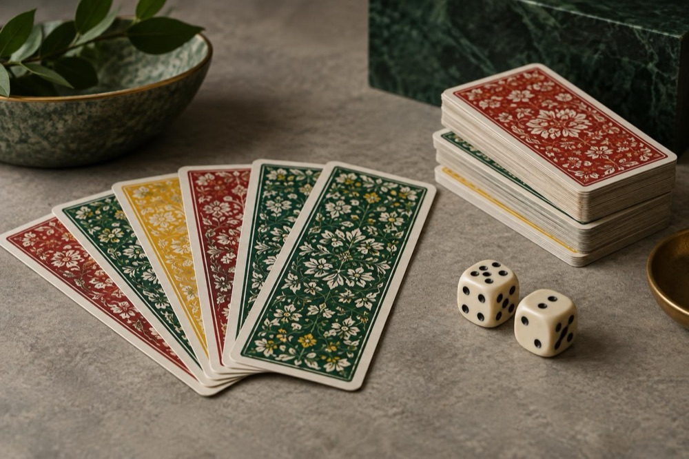 The deck: four suits in four colors The deck: four suits in four colors