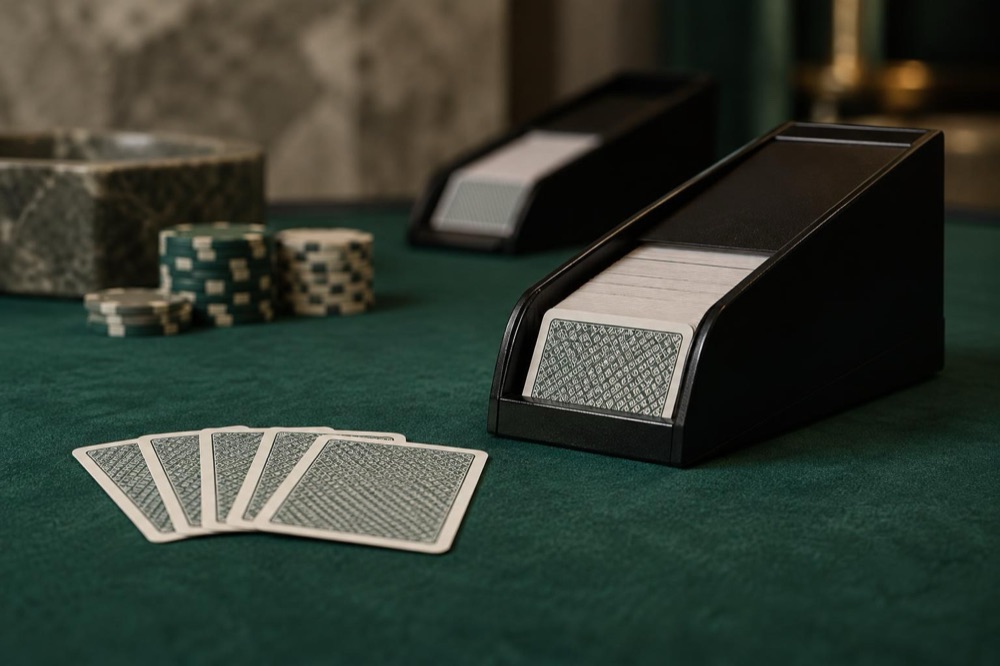 Equipment and dealing: 6 to 8 decks, one card each Equipment and dealing: 6 to 8 decks, one card each